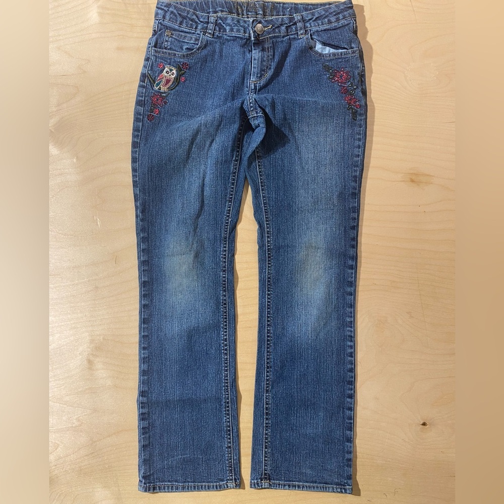 Total Girl Classic Blue Embroidered Jeans 12 1/2 Plus (OD)